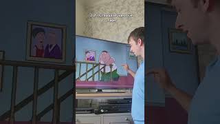 a watermelon in megs face and peter falling down the stairs