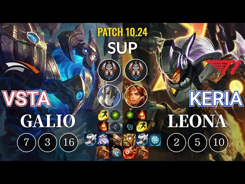 HLE Vsta Galio vs T1 Keria Leona Sup - KR Patch 10.24