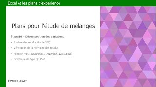 EXCEL et les plans pour l'étude de mélanges - Étape 10