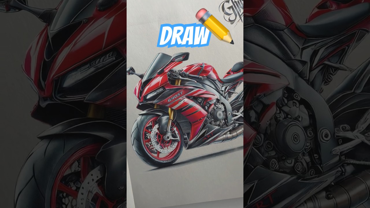 7 Levels of Motorcycle Drawing: How to Draw a Motorcycle #shorts