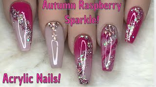 Autumn Raspberry Sparkle | Acrylic Nails | Nail Sugar