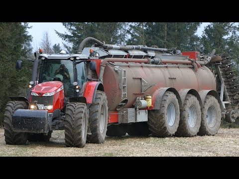Massey Ferguson 8690 Working Hard in The Field w/ AP-GV 35 Manure Barrel | Danish Agriculture