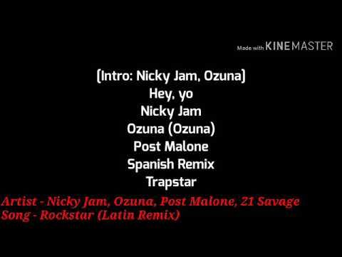 Nicky Jam, Ozuna, Post Malone, 21 Savage|Rockstar (Latin Remix)