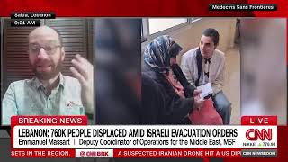 Doctors Without Borders — Lebanon update: Doctors Without Borders talks to CNN on displacement and urgent medical needs