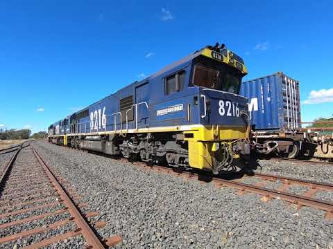 8237 & 8216 at Trangie NSW LE around train.  Wed 21st Apr 2021