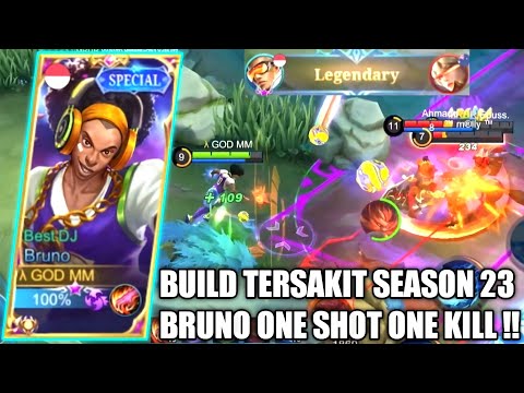 BRUNO HYPER PAKAI BUILD TERSAKIT SEASON 23, ONE SHOT ONE KILL MUSUH LANGSUNG HILANG - MOBILE LEGENDS