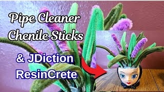 #226 JDiction ResinCrete & Chenile Pipe Cleaners Make a Beautiful Cracked Doll Face Vase
