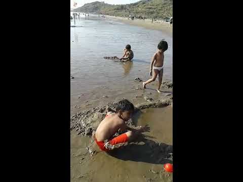 Parnika having fun with dog in goa beach