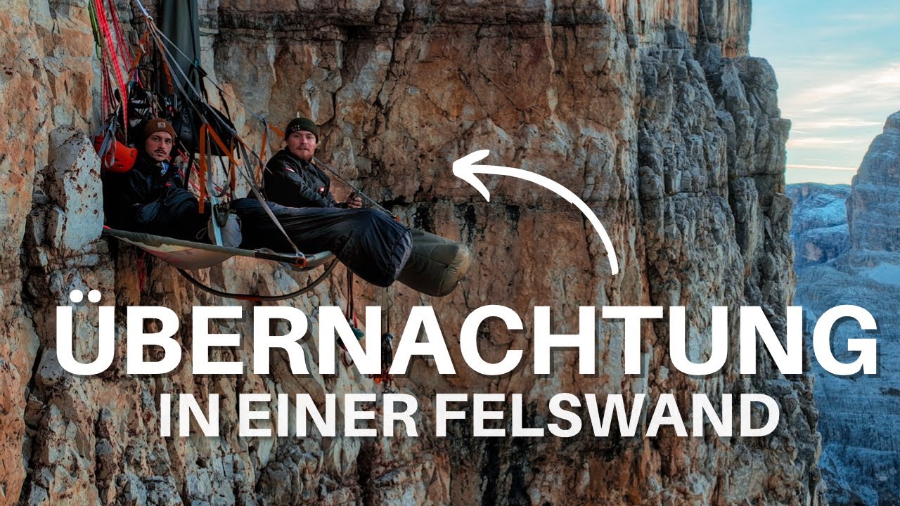 We are sleeping on a rock face (Dolomites) 3000m high