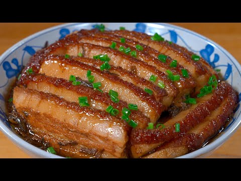 Home-Style Non-Deep-Fried Steamed Pork Belly with Preserved Mustard Greens