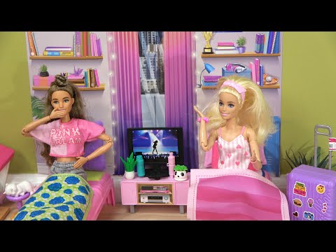 Barbie and Ken Dream House Story w Barbie Having Sleepover at New Barbie House with Friend and Pets