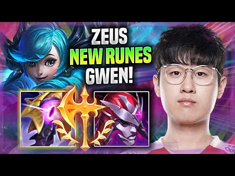 ZEUS TRIES GWEN WITH NEW RUNES! - T1 Zeus Plays Gwen TOP vs Jax! | Preseason 2022
