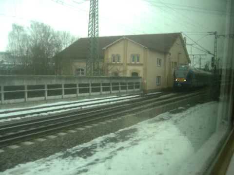 The train CAN 24204 overtaking ICE 690 in Fulda