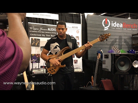 Bass player David Dyson performing at NAMM 2017