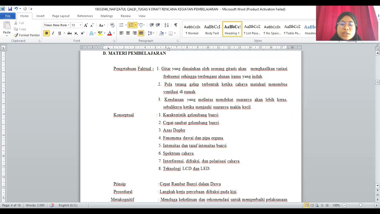 RPP FISIKA SMA KLAS X1 KD 3.10 Gelombang Bunyi dan Cahaya