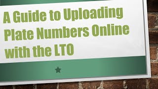 A Guide to Uploading Plate Numbers Online with the LTO