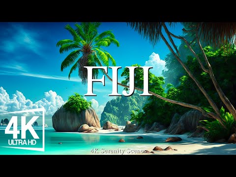 FLYING OVER FIJI - Relaxing Music With Beautiful Natural Landscape - Videos 4K