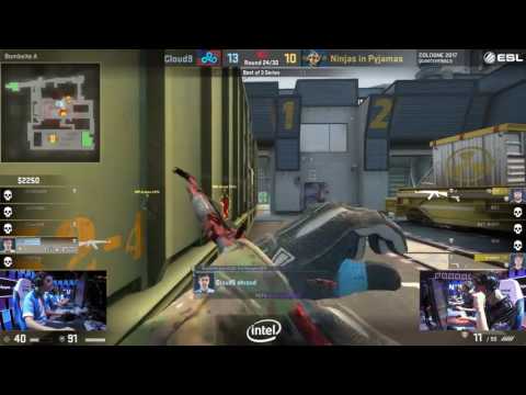 C9 Shroud 1v3 clutch (Cloud9 vs NIP Map 1 Train - Quarterfinal - ESL One Cologne)