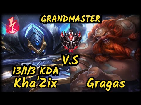 Memento (KHA'ZIX) vs GRAGAS - 13/1/3 KDA JUNGLE GAMEPLAY - EUW Ranked GRANDMASTER