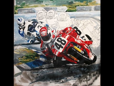 motociclismo y arte. Cuadros pintor Angel Uranga