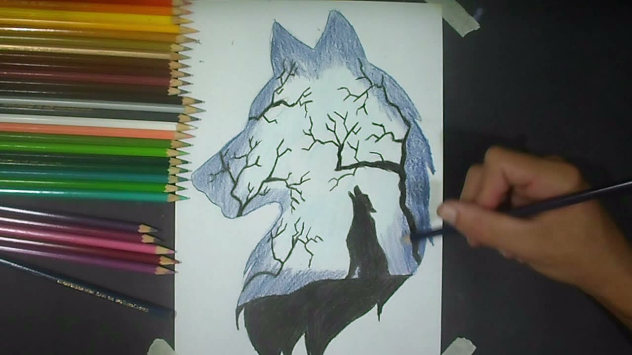 Watch Now COMO DESENHAR COLORIR LOBO COM PAISAGEM how to draw wolf - PASSO A PASSO COMO DESENHAR COLORIR LOBO COM PAISAGEM how to draw wolf - PASSO A PASSO