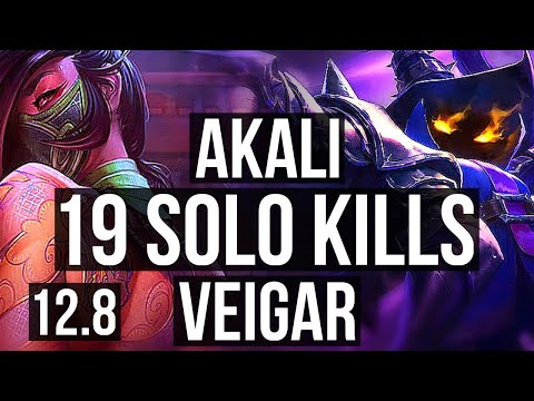 AKALI vs VEIGAR (MID) | 19 solo kills, Legendary, 1.0M mastery, 30/7/5 | BR Diamond | 12.8