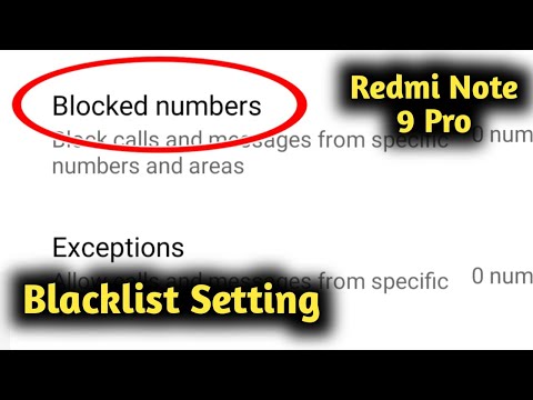 Redmi Note 9 Pro Blacklist Setting