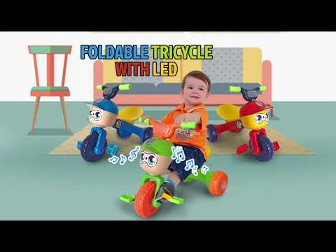 FOLDABLE KIDS TRICYCLE with Fun Music & cool lighting