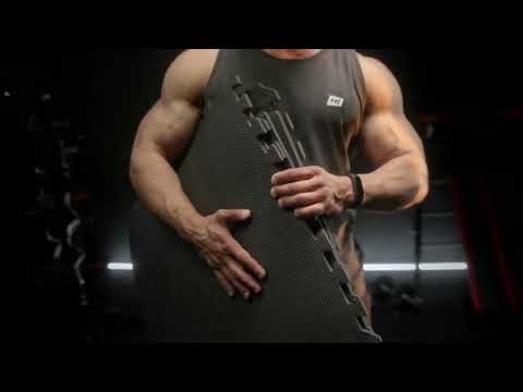 Мат-пазл EVA для тренировок и защиты пола Hop-Sport HS-A020PM 120×120×2 см красно-черный модульный спортивный коврик - фото 1 - id-p2791799644