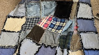 SEW OLD JEANS & SHIRTS INTO A UNIQUE DENIM RAG QUILT 4/20/2024 💜💜💜  #diy #sewing #crafts