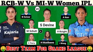 RCB w vs MI w Dream11 Prediction, RCB vs MI Dream11 Team, MI W vs RCB W Dream11, WPLT20 dream11