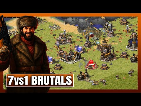 Red Alert 2 | Ore Miner Under Attack | (7 vs 1 + Superweapons)