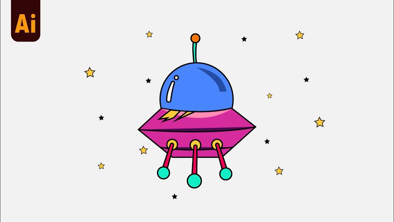 Tutorial Make Ufo Vector Illustration With Cartoon Style in Adobe Illutrator