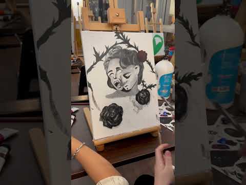 香港畫室！手繪油畫全紀錄！暗黑系畫風！#hkart #hkpainting #hkstudio