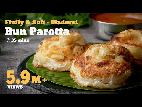 Bun Parotta Recipe | Madurai Bun Parotta | Most Famous Street Food | Parotta Recipes | Cookd