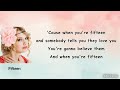 Taylor Swift Fifteen Lyric Video