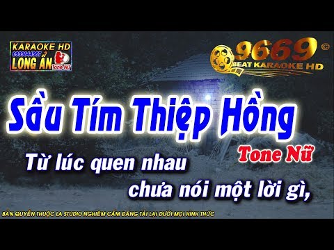 Karaoke Sầu Tím Thiệp Hồng || Tone Nữ || Karaoke Long Ẩn 9669