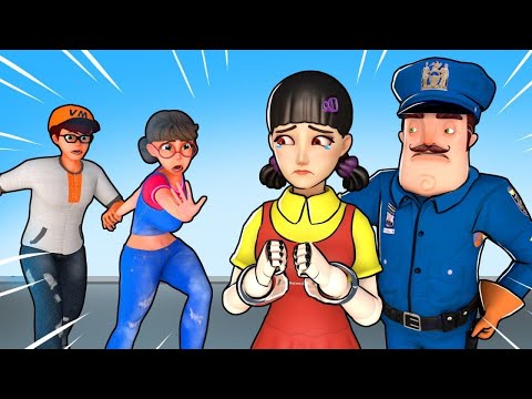 Nick and Tani Adopt Homeless Spoiled Squid Game and Police - Scary Teacher 3D