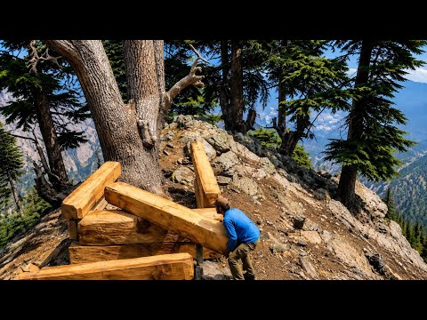 Building with Abandoned huge Timber Logs