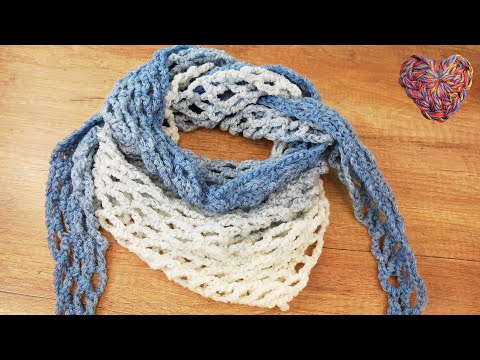 Easy triangular shawl for spring | Learn to crochet | Instructions for beginners