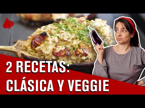 Berenjenas rellenas de 2 tipos: con carne y vegetarianas
