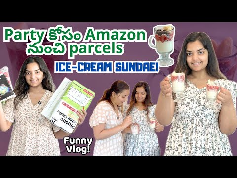 amma tho maa chinnappudu memories: ice cream sundae recipe family vlogs || Telugu Vlogs in USA ||A&C