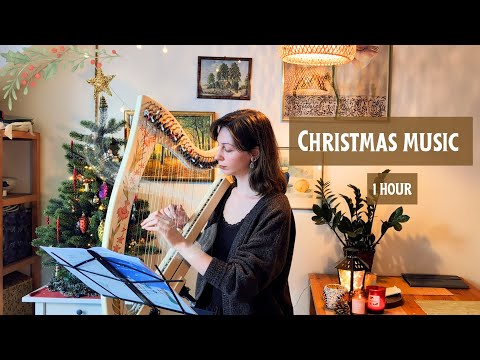 1,5 hours of christmas music on harp | cozy and calm background music
