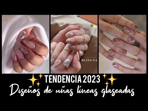 DISEÑOS DE UÑAS EN TENDENCIA 2023 LÍNEAS GLASEADAS #uñasdecoradas #uñasacrilicas #artnails #nailart