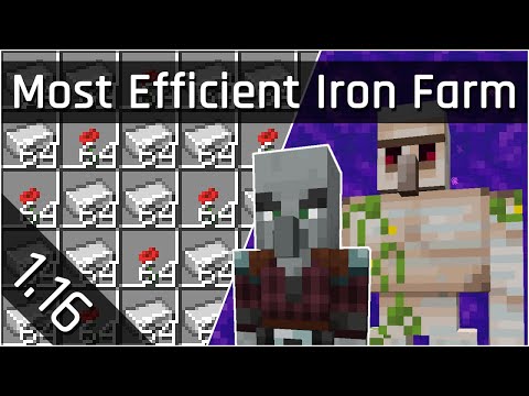 LogicalGeekBoy - How To Build an Efficient Iron Farm Tutorial | Minecraft Java 1.16 (The Nether Update)