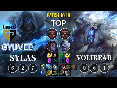 GEN gyuvee Sylas vs Volibear Top - KR Patch 10.19