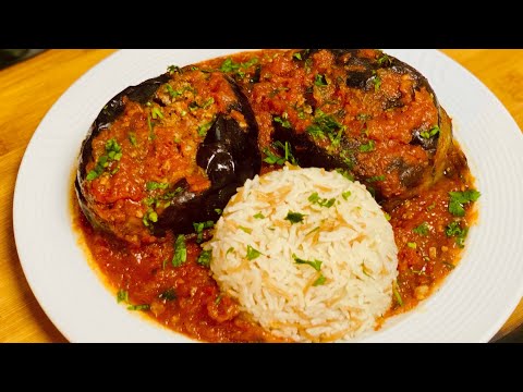 Sheikh El Mahshi | Meat Stuffed Eggplant in tomato sauce recipe |Lebanese |239 @YazusCrazycuisine