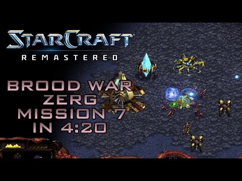 StarCraft Remastered Brood War Zerg Mission 7: Drawing of the Web (Speedrun / Walkthrough)