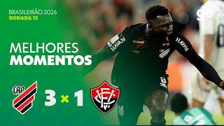 ATHLETICO-PR 3 X 1 VITÓRIA | MELHORES MOMENTOS | 13ª RODADA BRASILEIRÃO 2026 | ge.globo