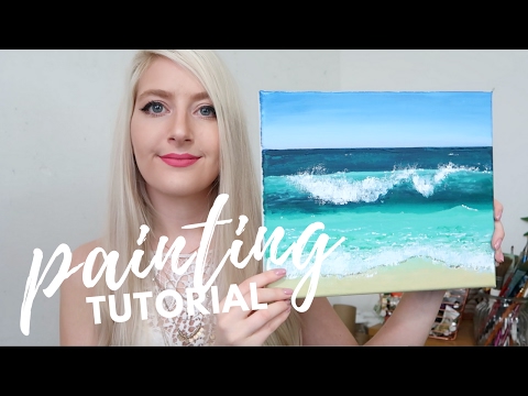 acrylic painting beginners tutorial ocean waves by katie jobling